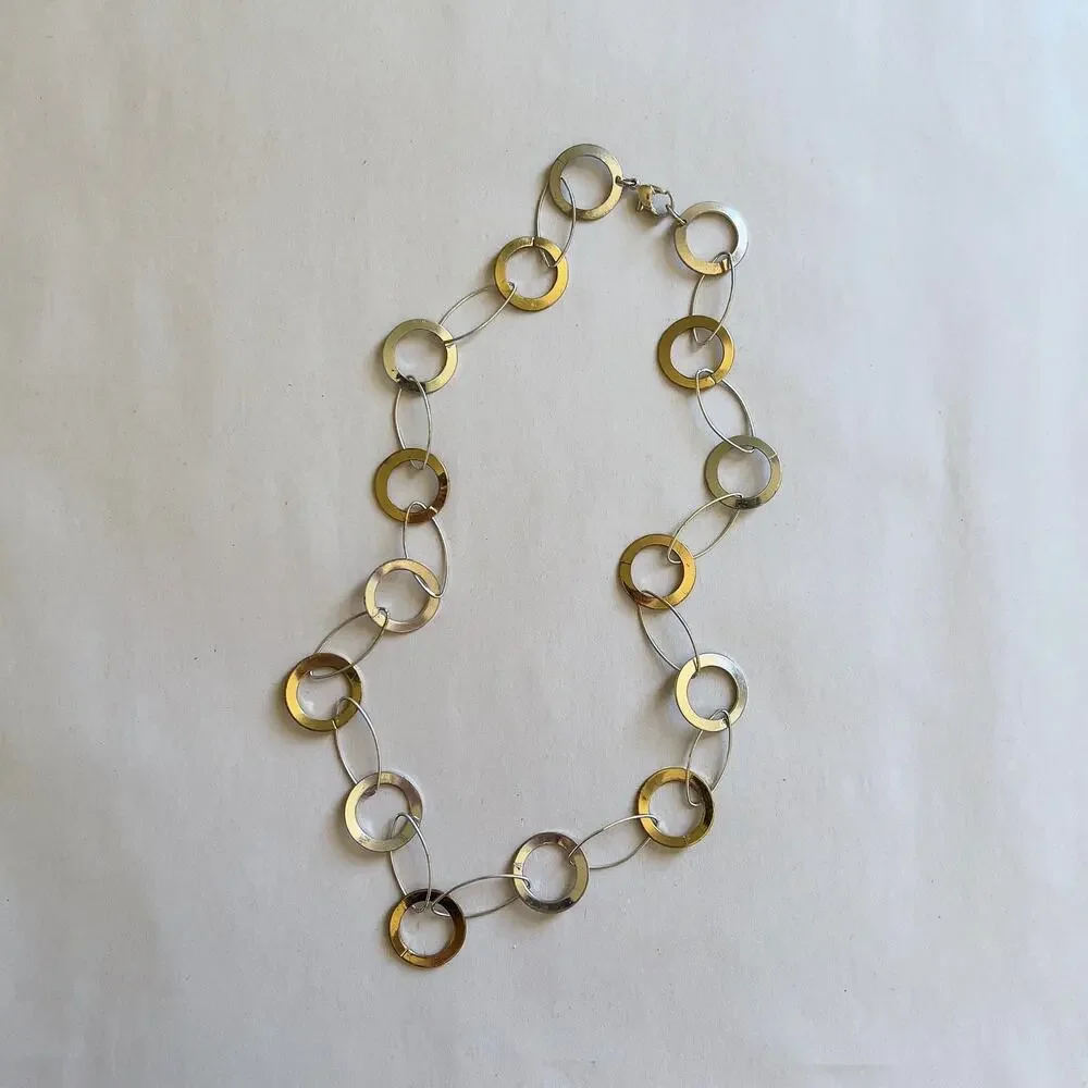 Vintage Y2K Silver and Gold Tone Link Chain Necklace